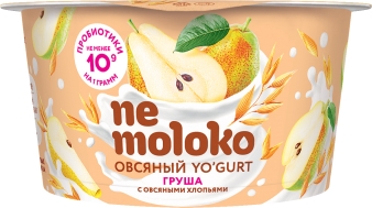Nemoloko YO‘GURT овсяный  с грушей и овсяными хлопьями